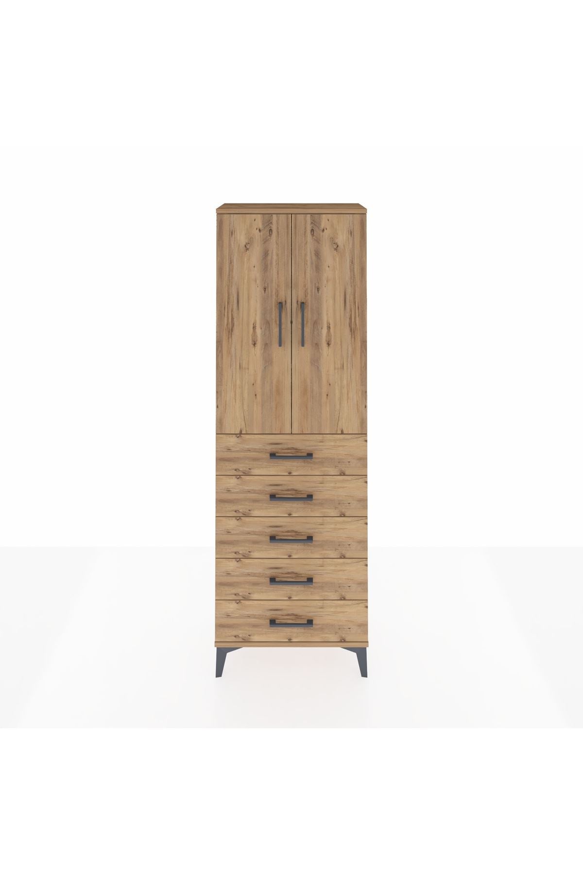 Arges Dolap 3 Raflı 5 Çekmeceli 2 Kapaklı 60x30x182 - S23M004V9A