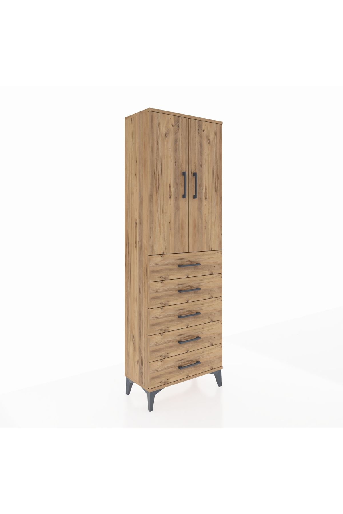 Arges Dolap 3 Raflı 5 Çekmeceli 2 Kapaklı 60x30x182 - S23M004V9A
