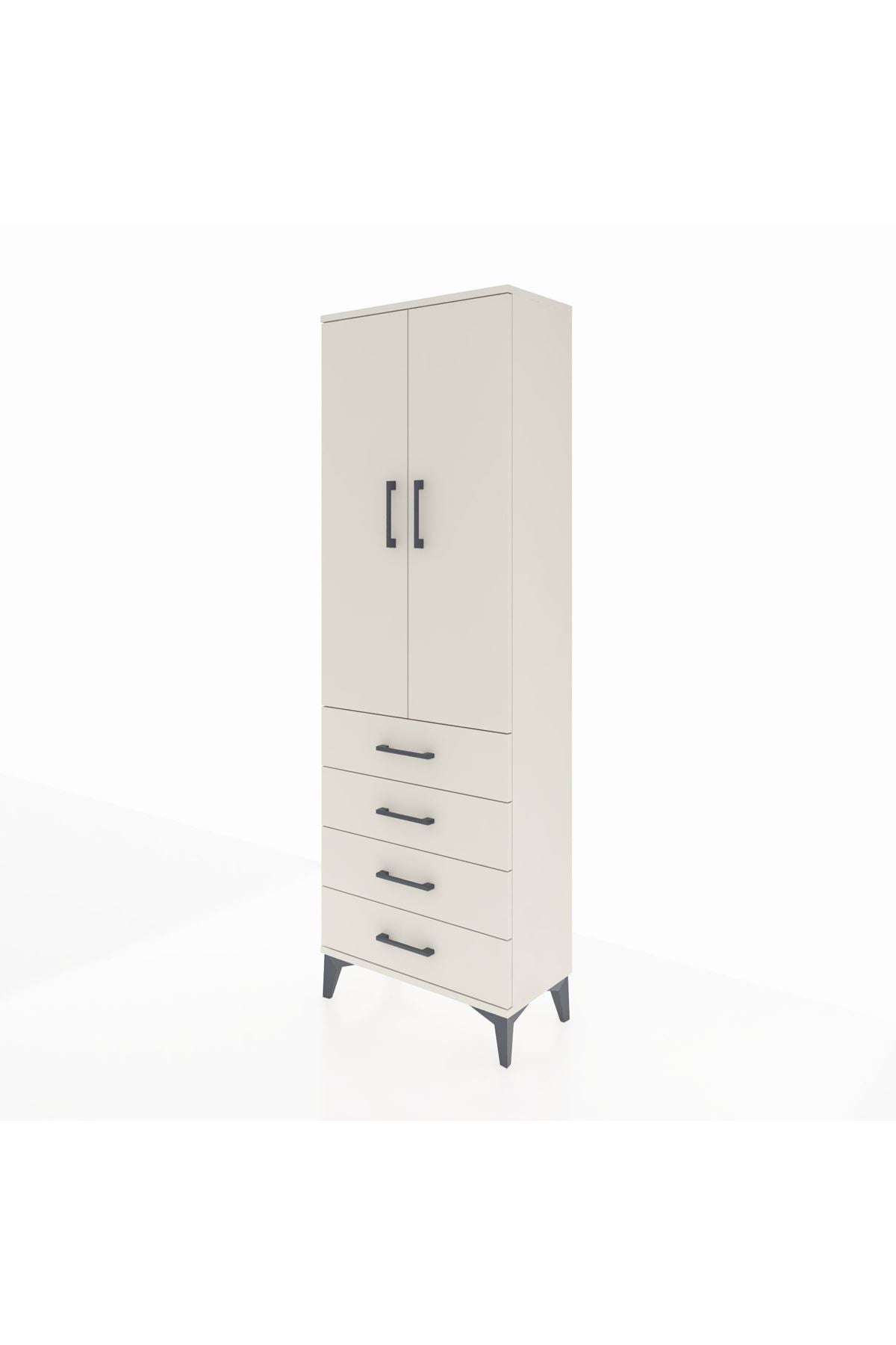 Arges Dolap 3 Raflı 4 Çekmeceli 2 Kapaklı 60x30x182 - S23M005V1A