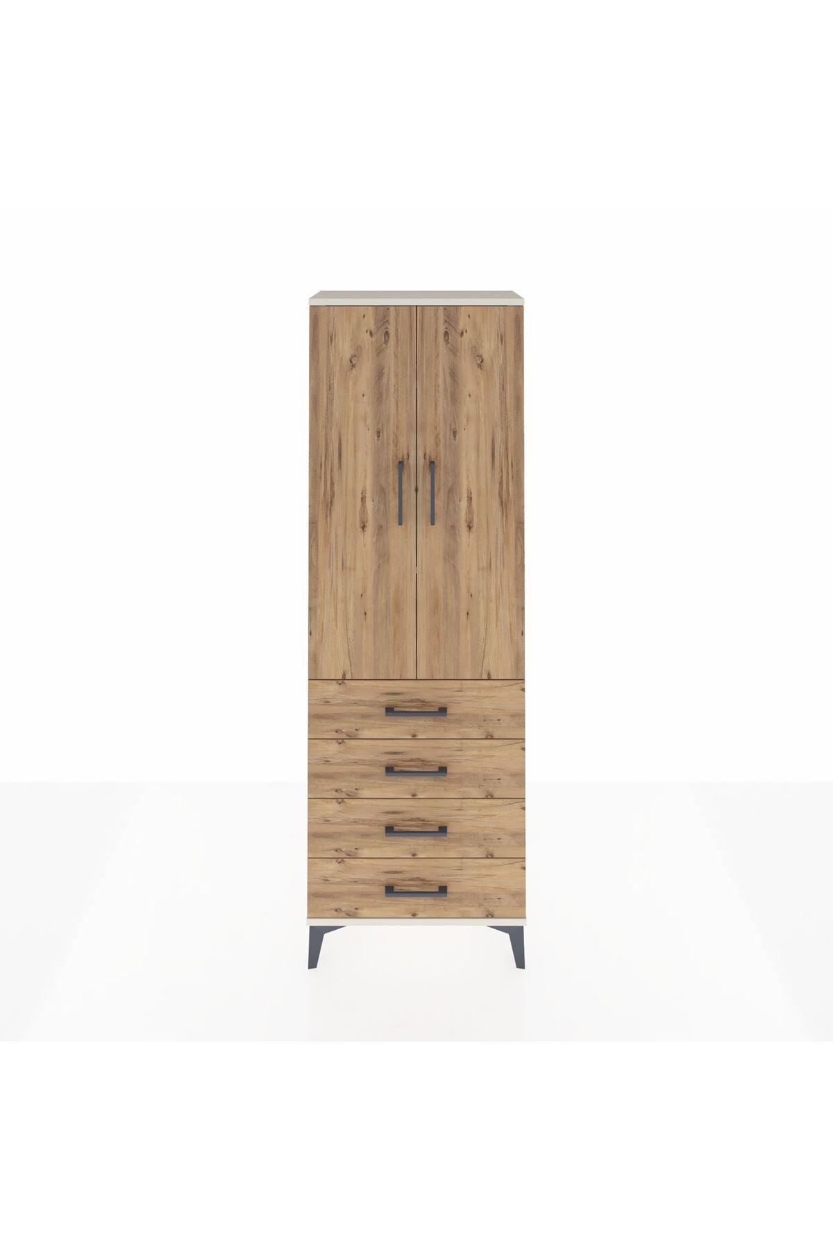 Arges Dolap 3 Raflı 4 Çekmeceli 2 Kapaklı 60x30x182 - S23M005V3A