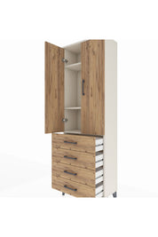 Arges Dolap 3 Raflı 4 Çekmeceli 2 Kapaklı 60x30x182 - S23M005V3A