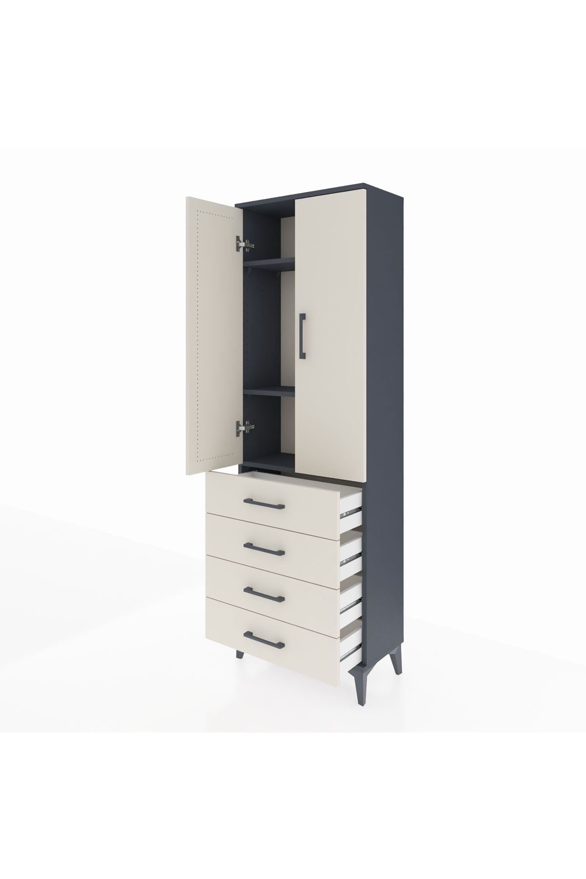 Arges Dolap 3 Raflı 4 Çekmeceli 2 Kapaklı 60x30x182 - S23M005V4A