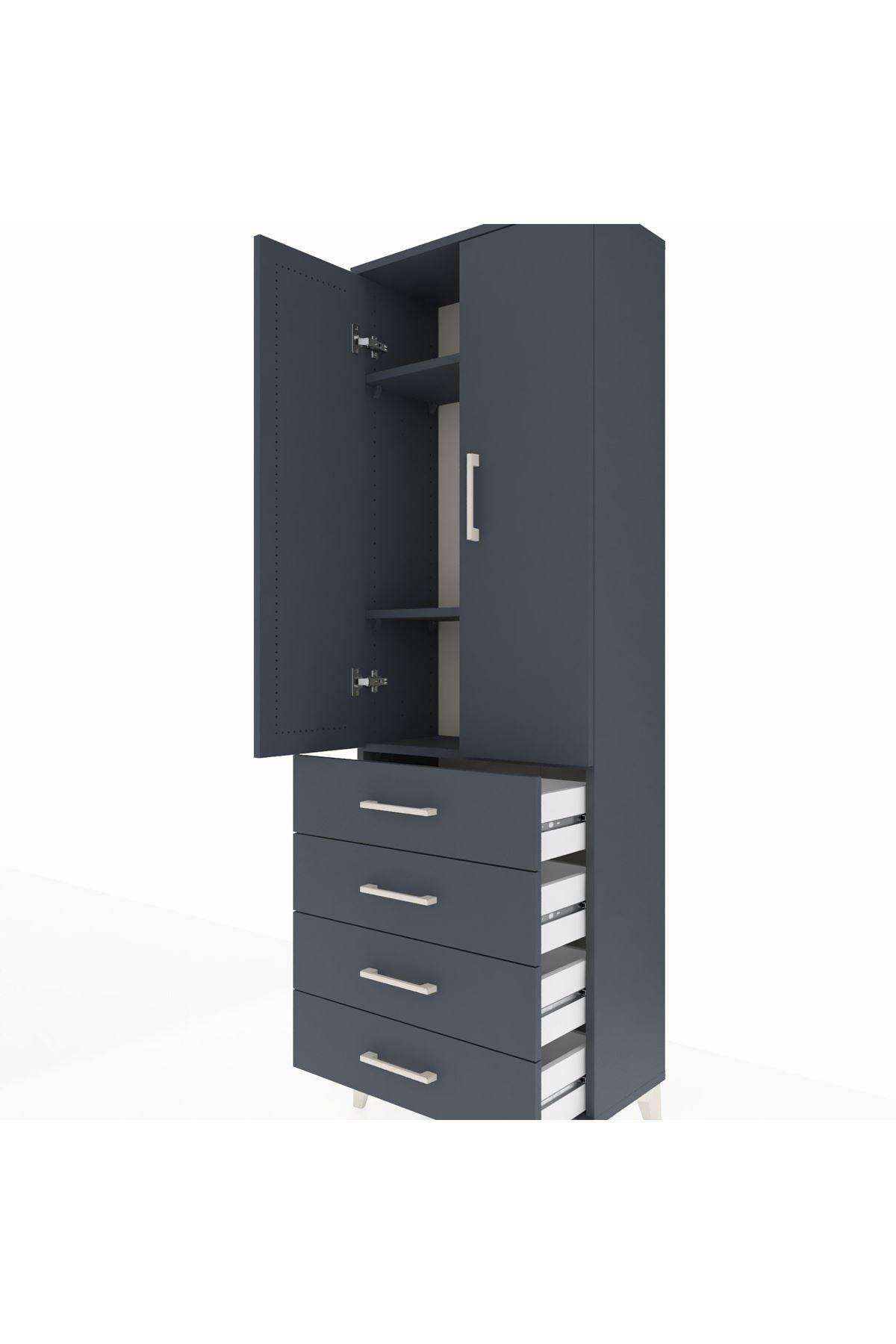 Arges Dolap 3 Raflı 4 Çekmeceli 2 Kapaklı 60x30x182 - S23M005V5A