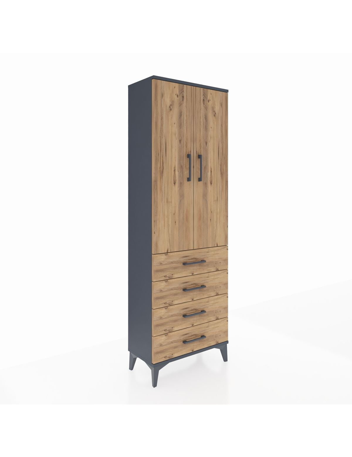 Arges Dolap 3 Raflı 4 Çekmeceli 2 Kapaklı 60x30x182 - S23M005V6A