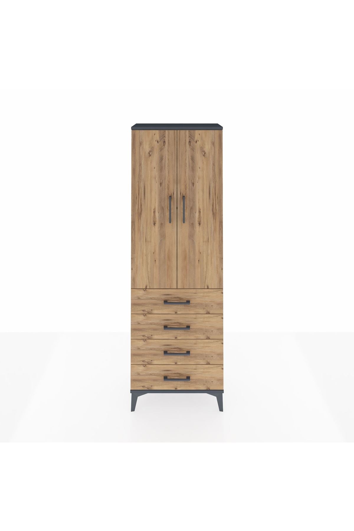 Arges Dolap 3 Raflı 4 Çekmeceli 2 Kapaklı 60x30x182 - S23M005V6A