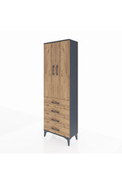 Arges Dolap 3 Raflı 4 Çekmeceli 2 Kapaklı 60x30x182 - S23M005V6A