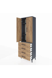 Arges Dolap 3 Raflı 4 Çekmeceli 2 Kapaklı 60x30x182 - S23M005V6A