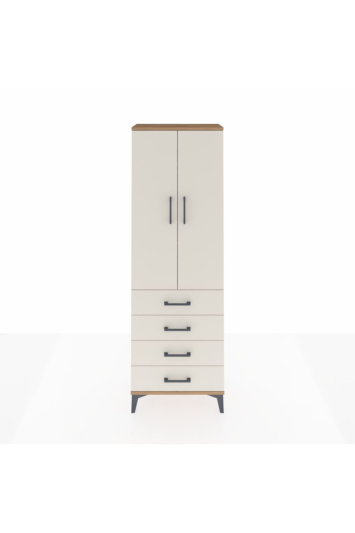 Arges Dolap 3 Raflı 4 Çekmeceli 2 Kapaklı 60x30x182 - S23M005V7A
