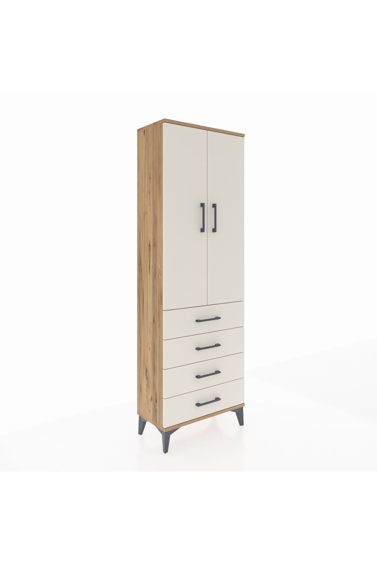 Arges Dolap 3 Raflı 4 Çekmeceli 2 Kapaklı 60x30x182 - S23M005V7A