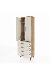 Arges Dolap 3 Raflı 4 Çekmeceli 2 Kapaklı 60x30x182 - S23M005V7A