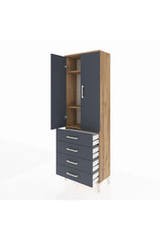 Arges Dolap 3 Raflı 4 Çekmeceli 2 Kapaklı 60x30x182 - S23M005V8A