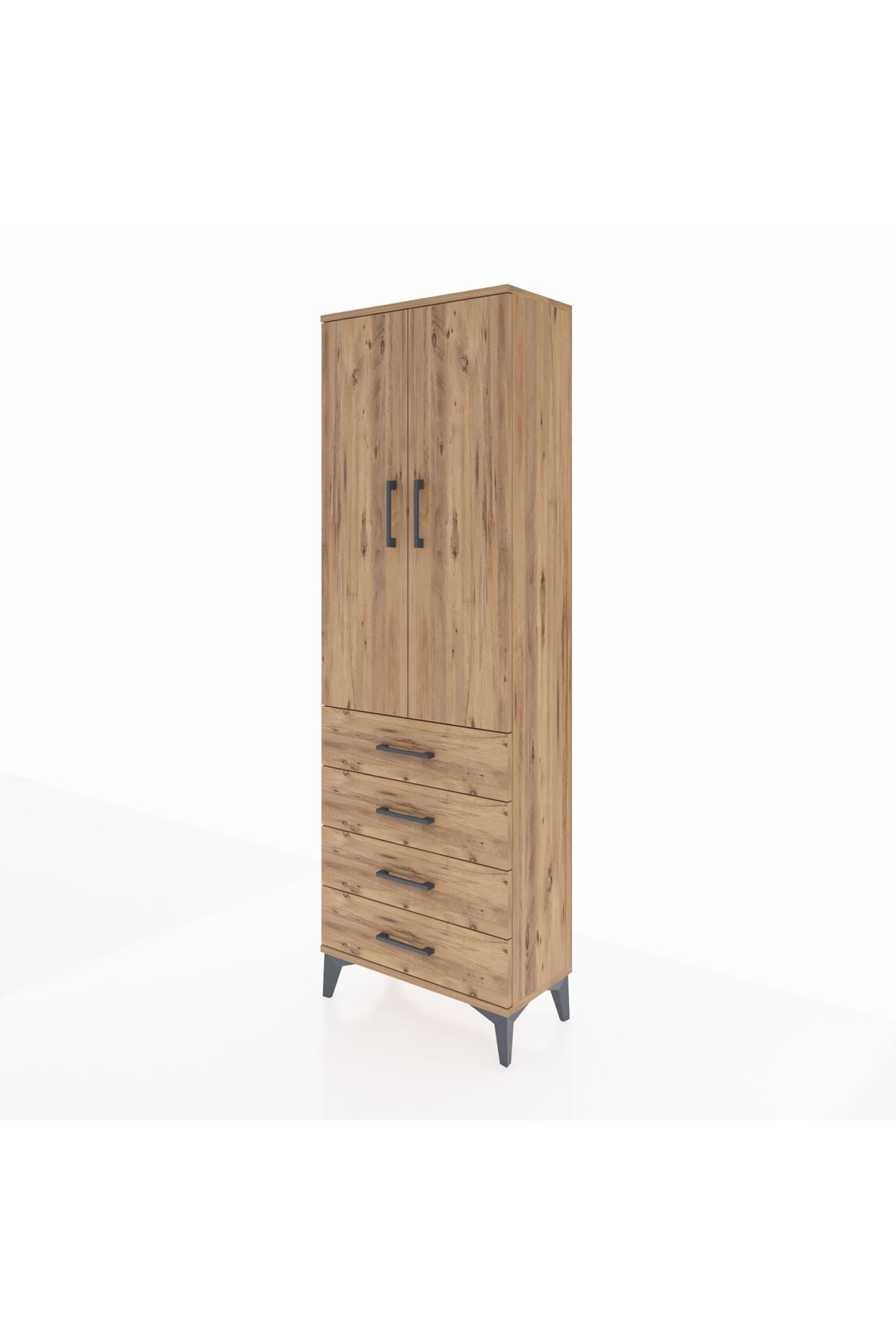 Arges Dolap 3 Raflı 4 Çekmeceli 2 Kapaklı 60x30x182 - S23M005V9A
