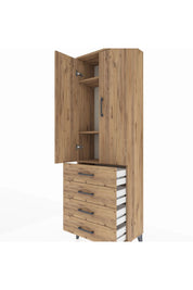 Arges Dolap 3 Raflı 4 Çekmeceli 2 Kapaklı 60x30x182 - S23M005V9A