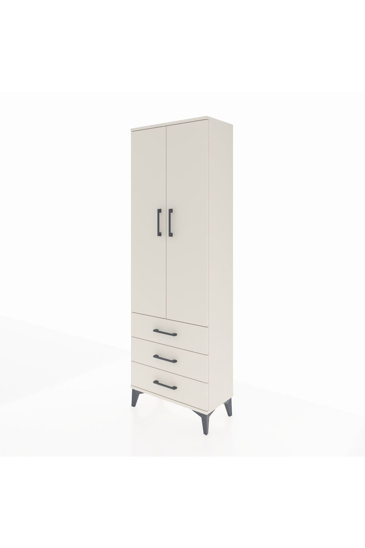 Arges Dolap 4 Raflı 3 Çekmeceli 2 Kapaklı 60x30x182 - S23M006V1A