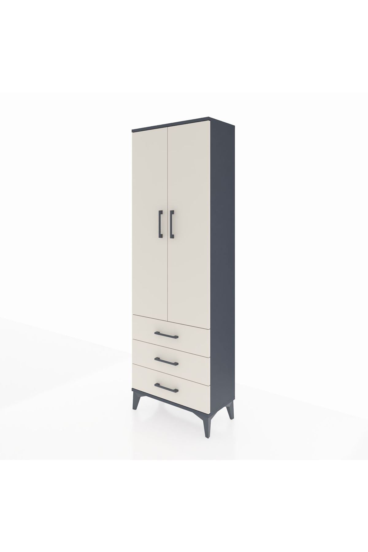 Arges Dolap 4 Raflı 3 Çekmeceli 2 Kapaklı 60x30x182 - S23M006V4A