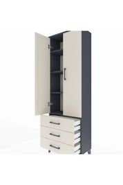 Arges Dolap 4 Raflı 3 Çekmeceli 2 Kapaklı 60x30x182 - S23M006V4A