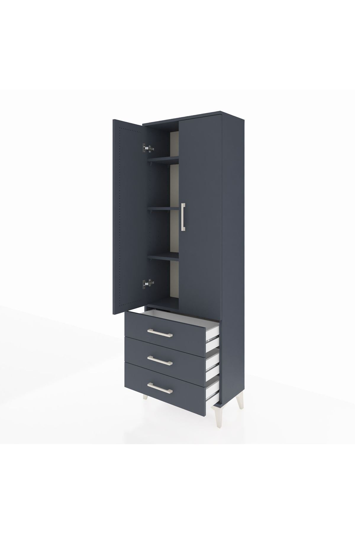 Arges Dolap 4 Raflı 3 Çekmeceli 2 Kapaklı 60x30x182 - S23M006V5A
