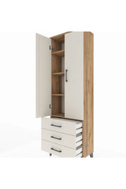 Arges Dolap 4 Raflı 3 Çekmeceli 2 Kapaklı 60x30x182 - S23M006V7A