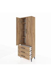 Arges Dolap 4 Raflı 3 Çekmeceli 2 Kapaklı 60x30x182 - S23M006V9A