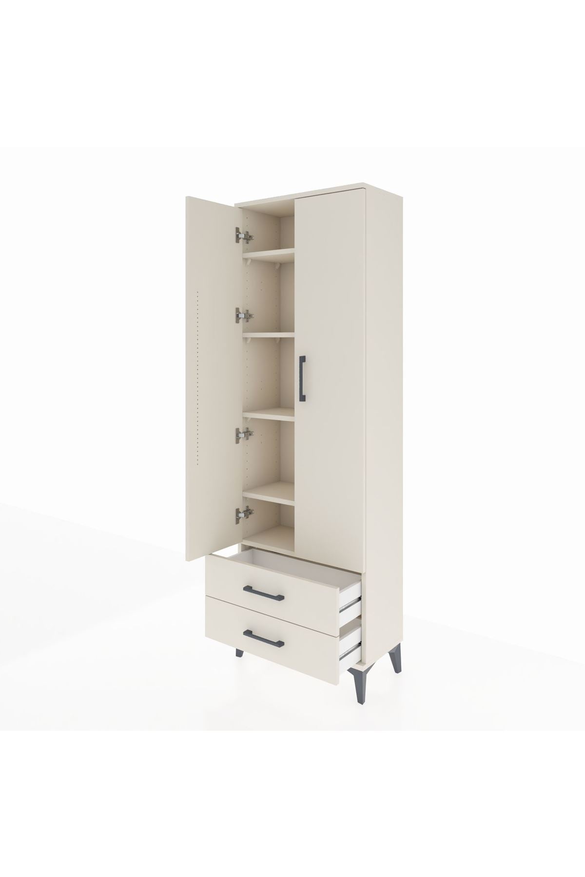 Arges Dolap 5 Raflı 2 Çekmeceli 2 Kapaklı 60x30x182 - S23M007V1A