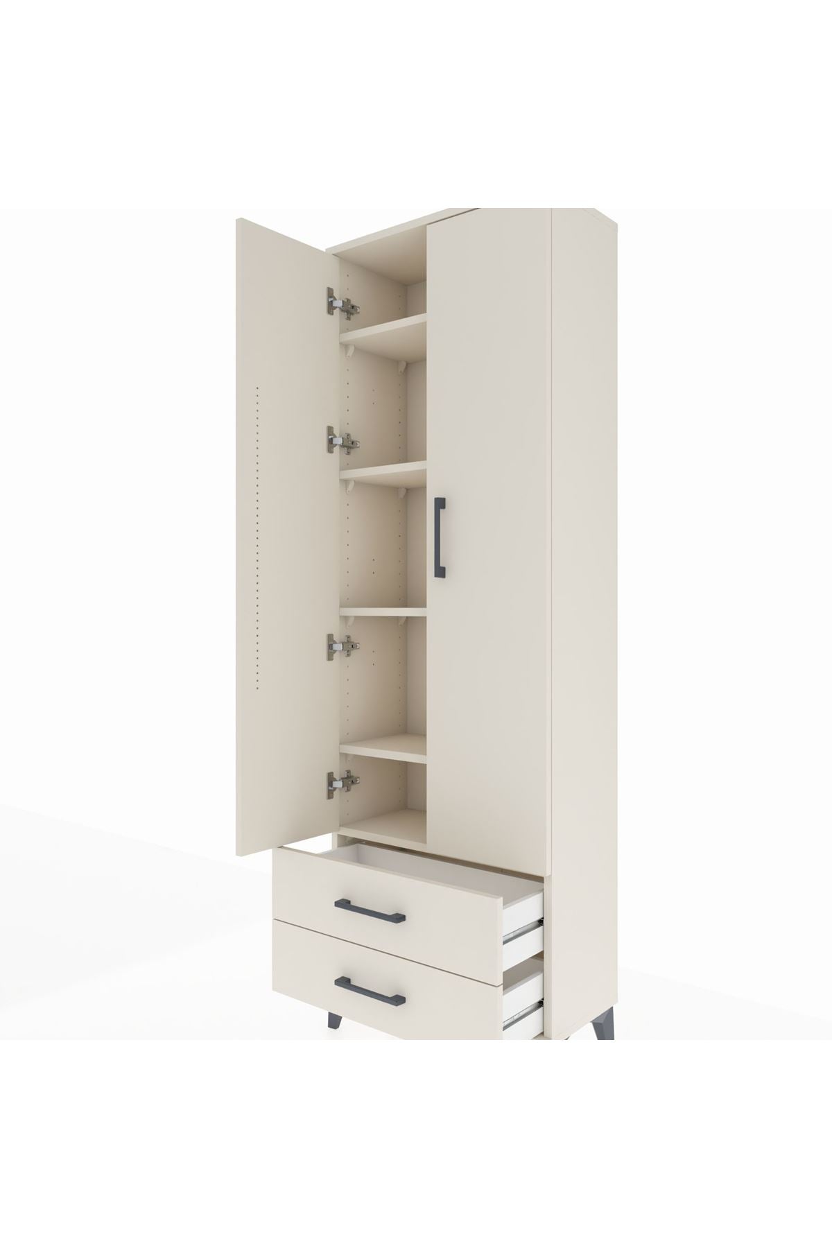 Arges Dolap 5 Raflı 2 Çekmeceli 2 Kapaklı 60x30x182 - S23M007V1A