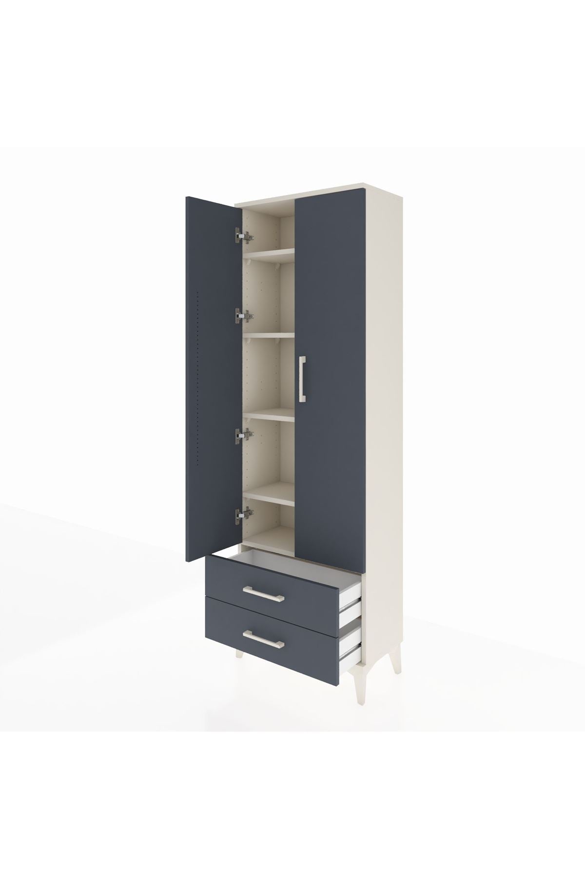 Arges Dolap 5 Raflı 2 Çekmeceli 2 Kapaklı 60x30x182 - S23M007V2A