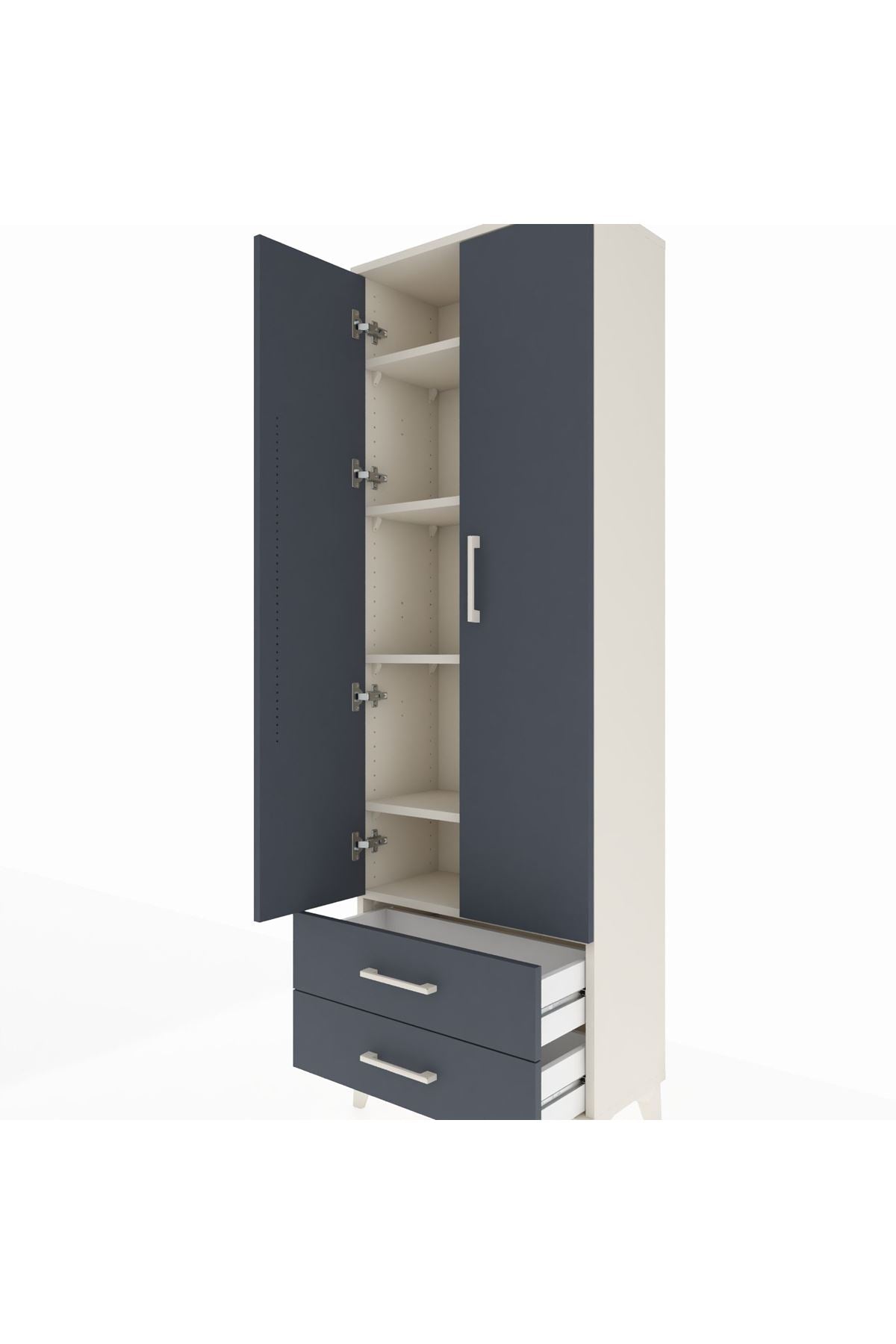 Arges Dolap 5 Raflı 2 Çekmeceli 2 Kapaklı 60x30x182 - S23M007V2A