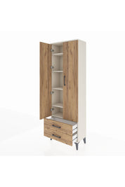 Arges Dolap 5 Raflı 2 Çekmeceli 2 Kapaklı 60x30x182 - S23M007V3A