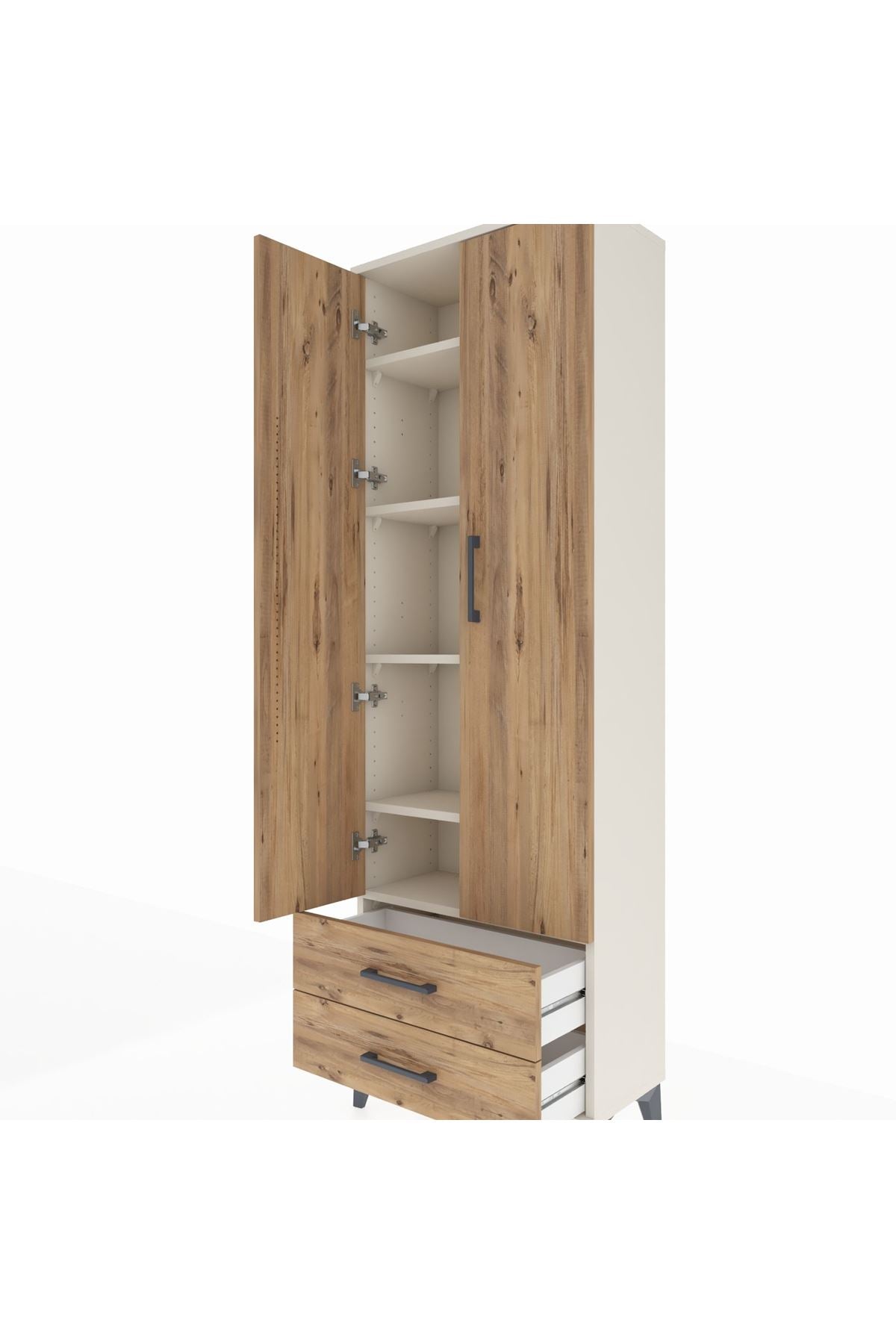 Arges Dolap 5 Raflı 2 Çekmeceli 2 Kapaklı 60x30x182 - S23M007V3A