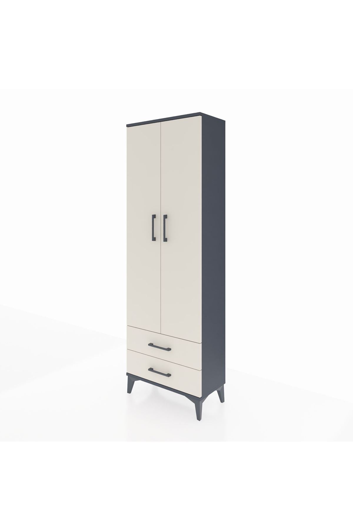 Arges Dolap 5 Raflı 2 Çekmeceli 2 Kapaklı 60x30x182 - S23M007V4A