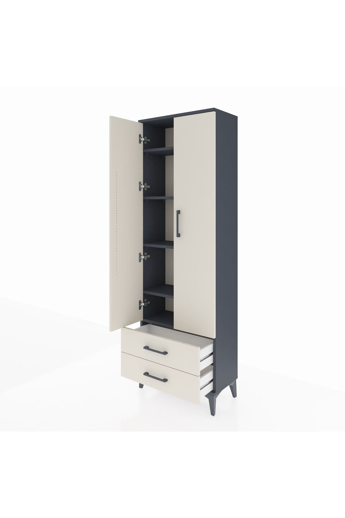 Arges Dolap 5 Raflı 2 Çekmeceli 2 Kapaklı 60x30x182 - S23M007V4A