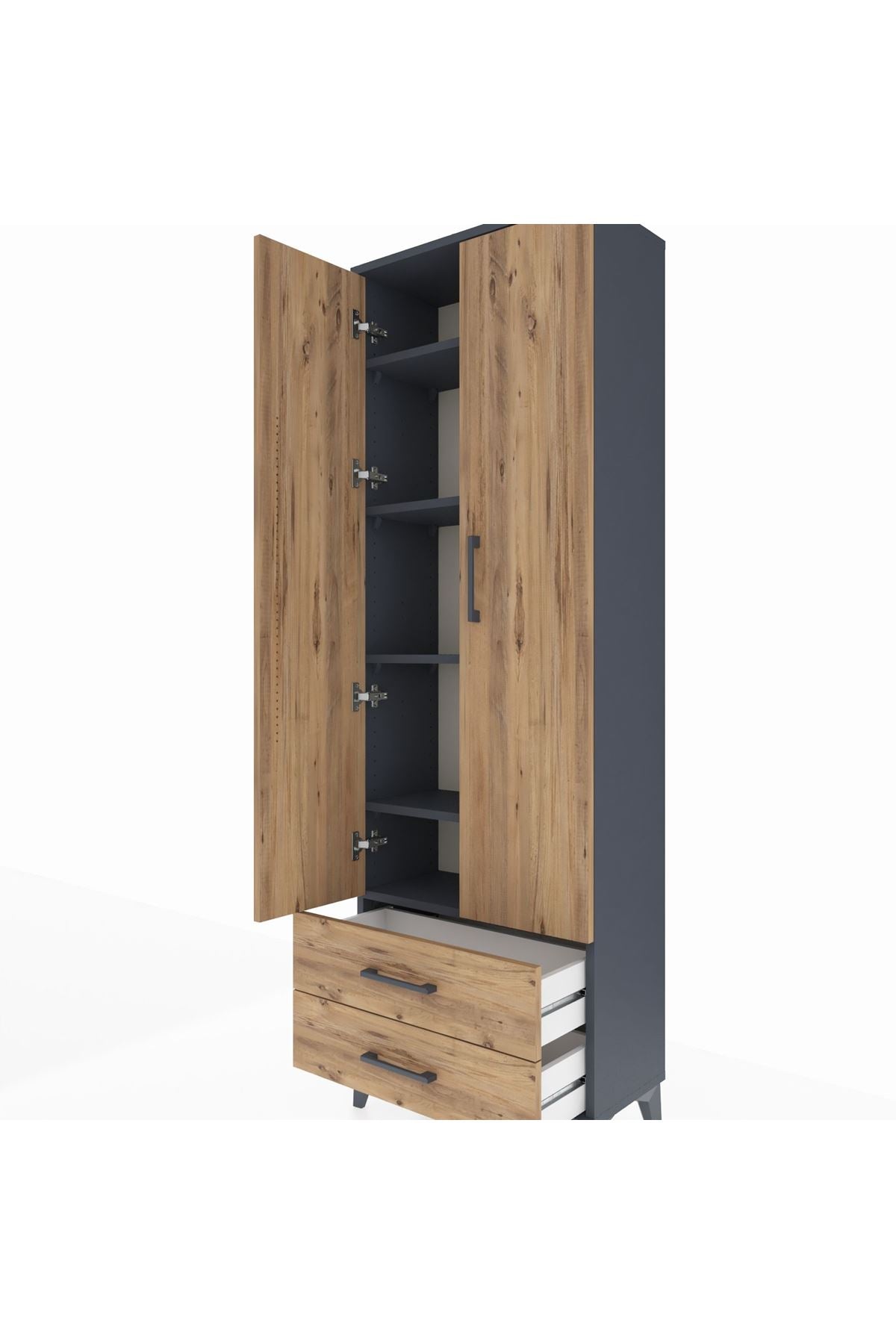 Arges Dolap 5 Raflı 2 Çekmeceli 2 Kapaklı 60x30x182 - S23M007V6A