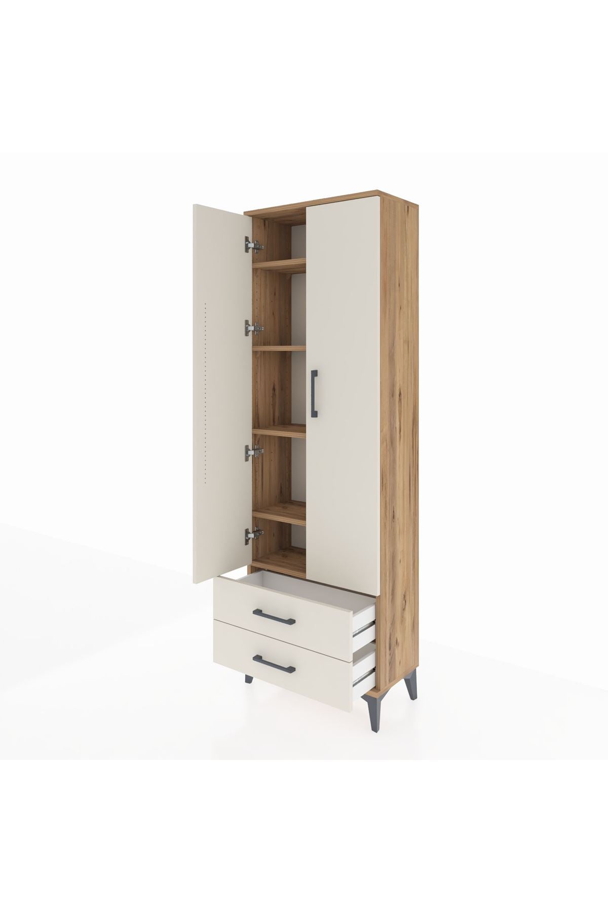 Arges Dolap 5 Raflı 2 Çekmeceli 2 Kapaklı 60x30x182 - S23M007V7A