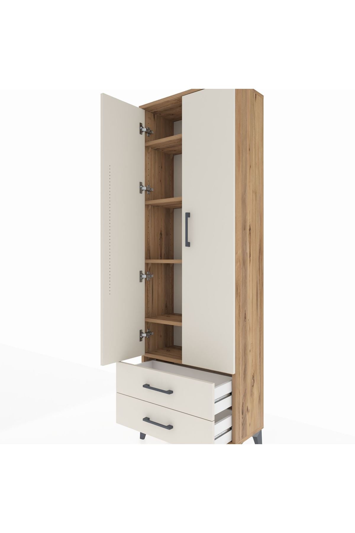 Arges Dolap 5 Raflı 2 Çekmeceli 2 Kapaklı 60x30x182 - S23M007V7A