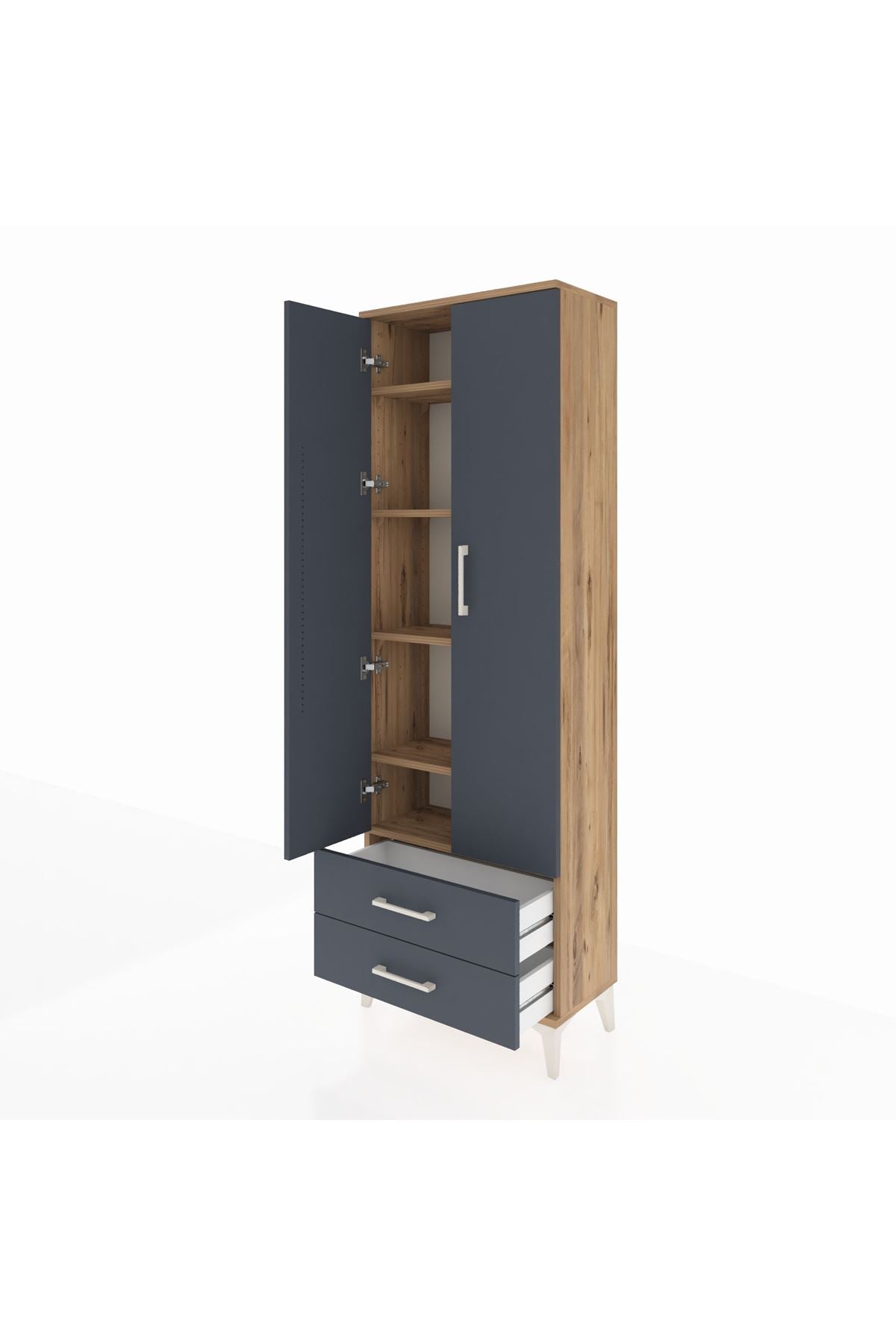Arges Dolap 5 Raflı 2 Çekmeceli 2 Kapaklı 60x30x182 - S23M007V8A