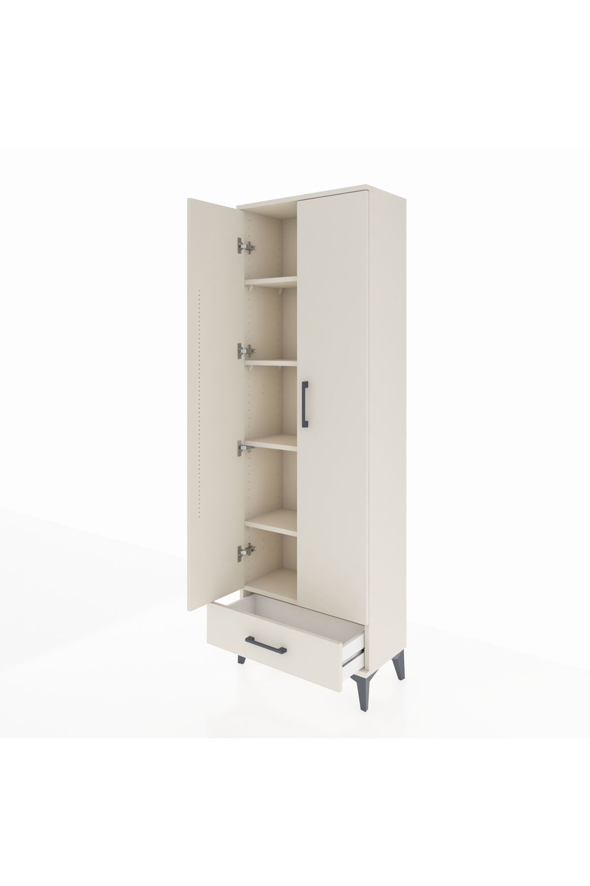 Arges Dolap 5 Raflı Tek Çekmeceli 2 Kapaklı 60x30x182 - S23M008V1A