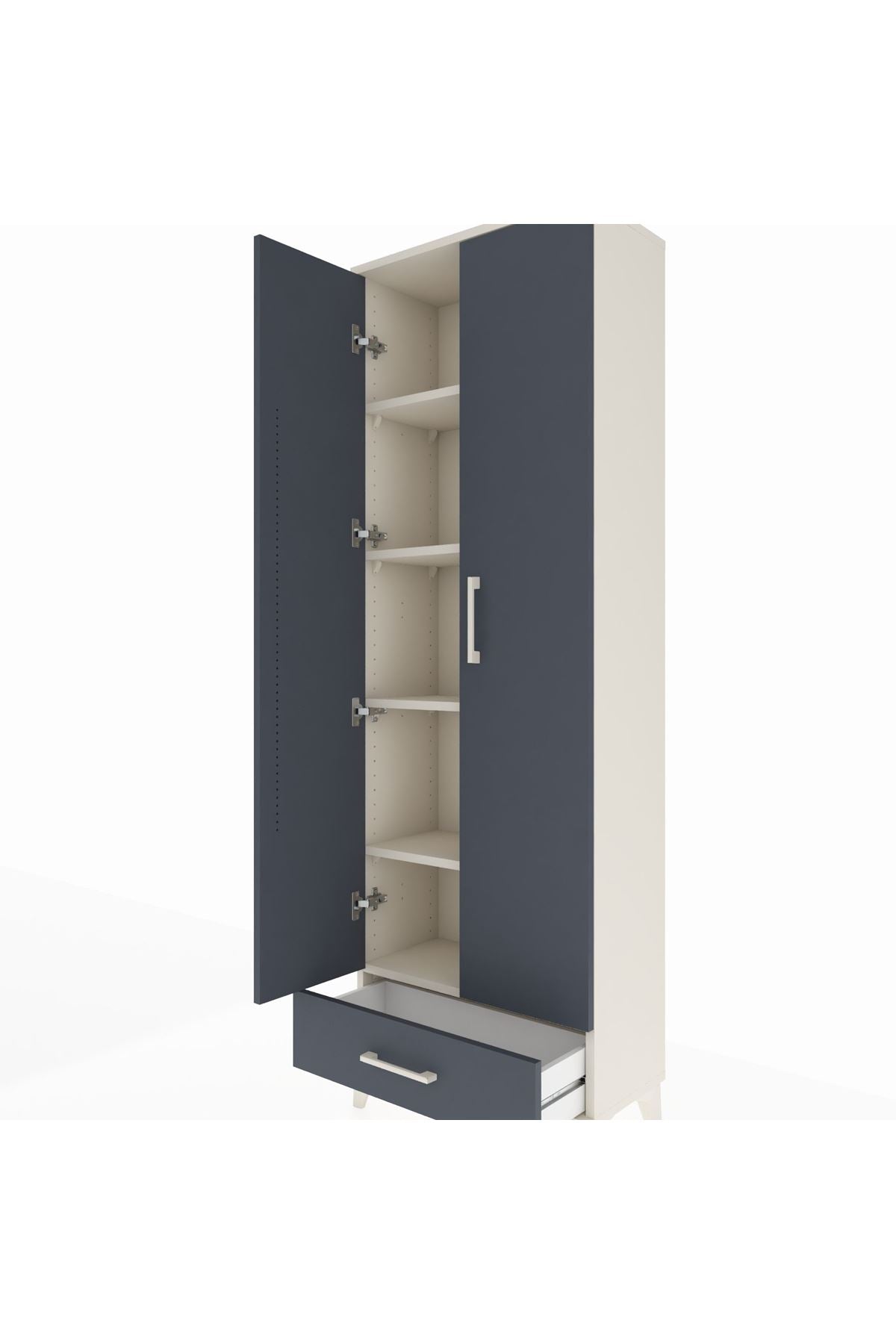 Arges Dolap 5 Raflı Tek Çekmeceli 2 Kapaklı 60x30x182 - S23M008V2A