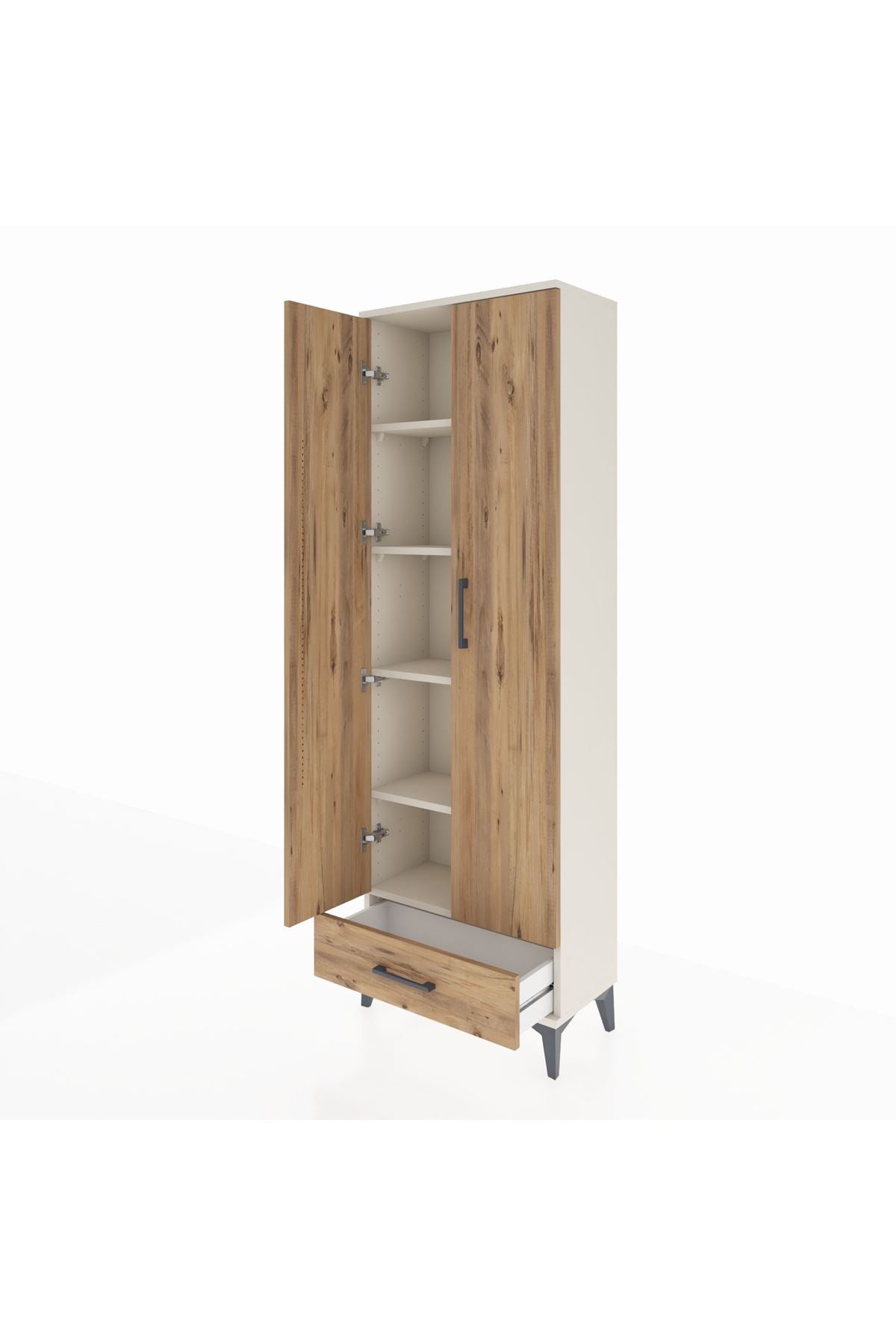Arges Dolap 5 Raflı Tek Çekmeceli 2 Kapaklı 60x30x182 - S23M008V3A