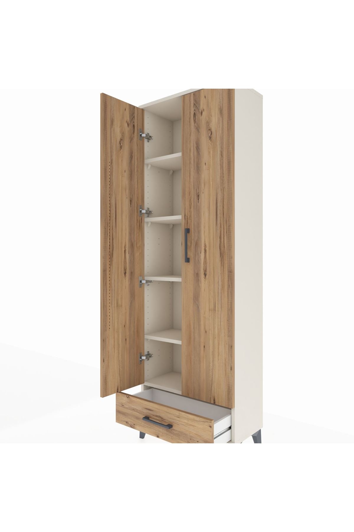 Arges Dolap 5 Raflı Tek Çekmeceli 2 Kapaklı 60x30x182 - S23M008V3A