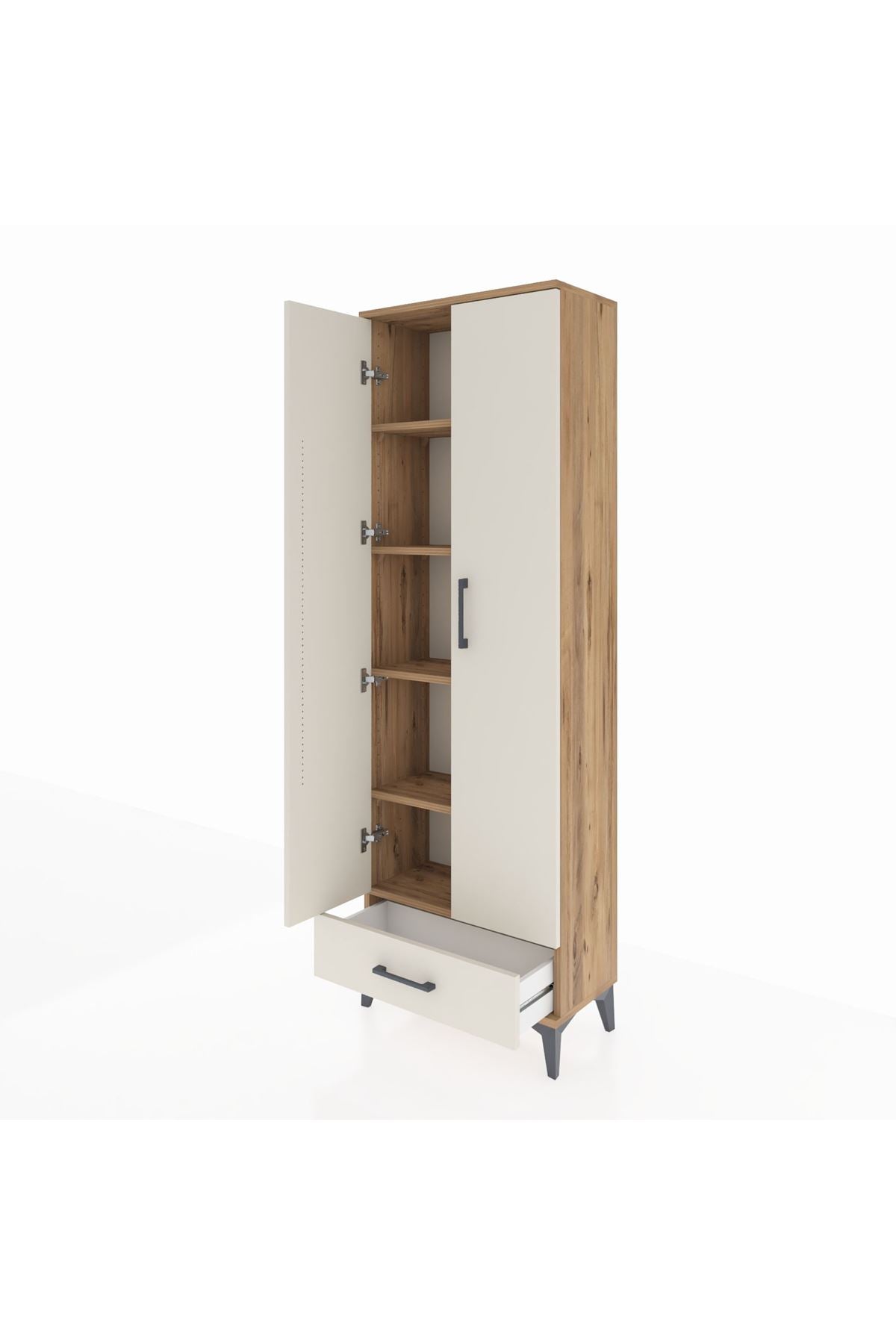 Arges Dolap 5 Raflı Tek Çekmeceli 2 Kapaklı 60x30x182 - S23M008V7A