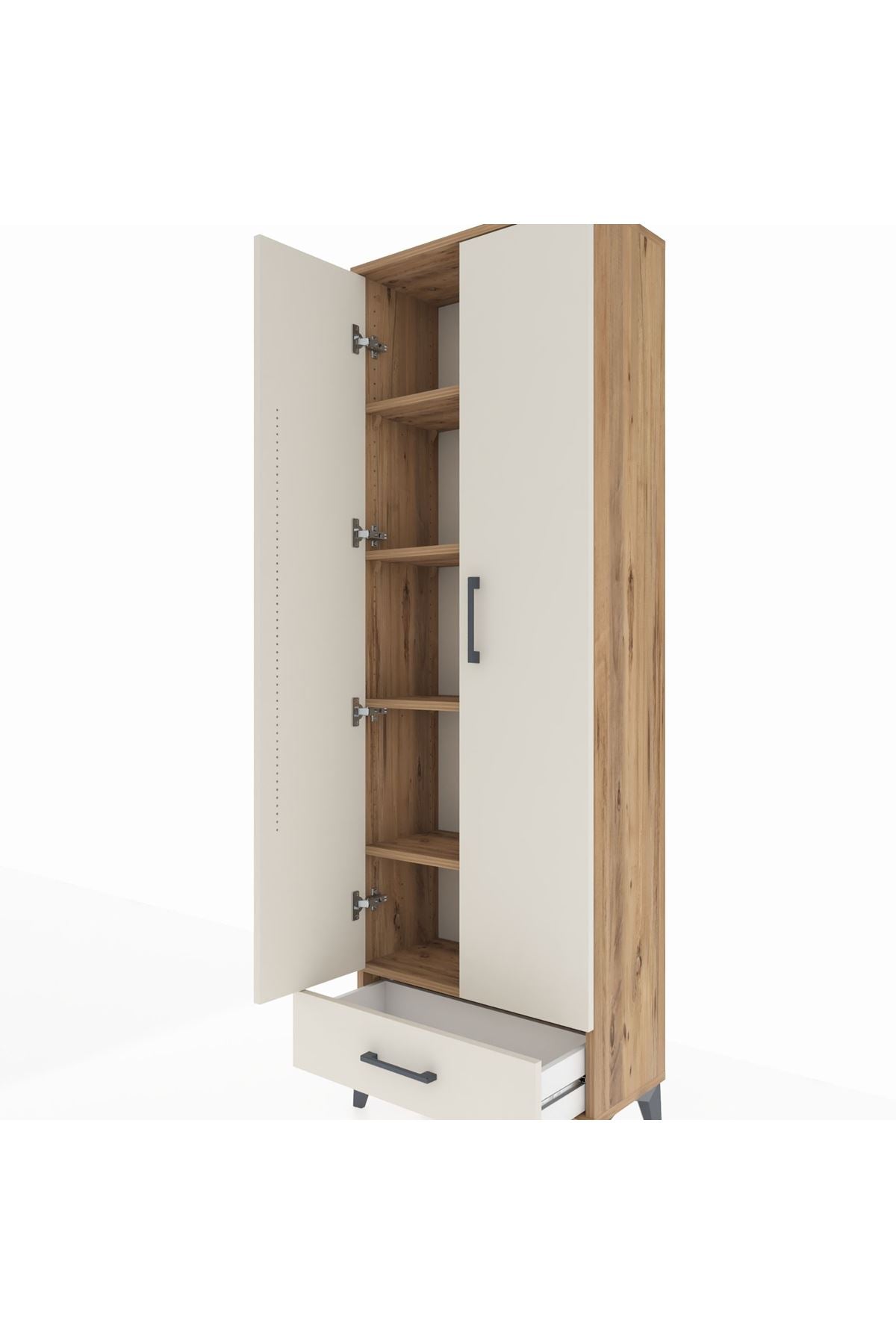 Arges Dolap 5 Raflı Tek Çekmeceli 2 Kapaklı 60x30x182 - S23M008V7A