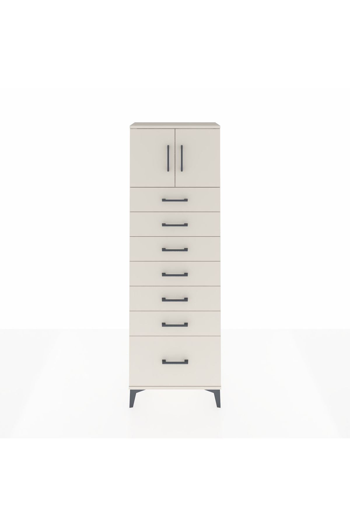 Arges Dolap Tek Raflı 7 Çekmeceli 2 Kapaklı 60x30x182 - S23M010V1A