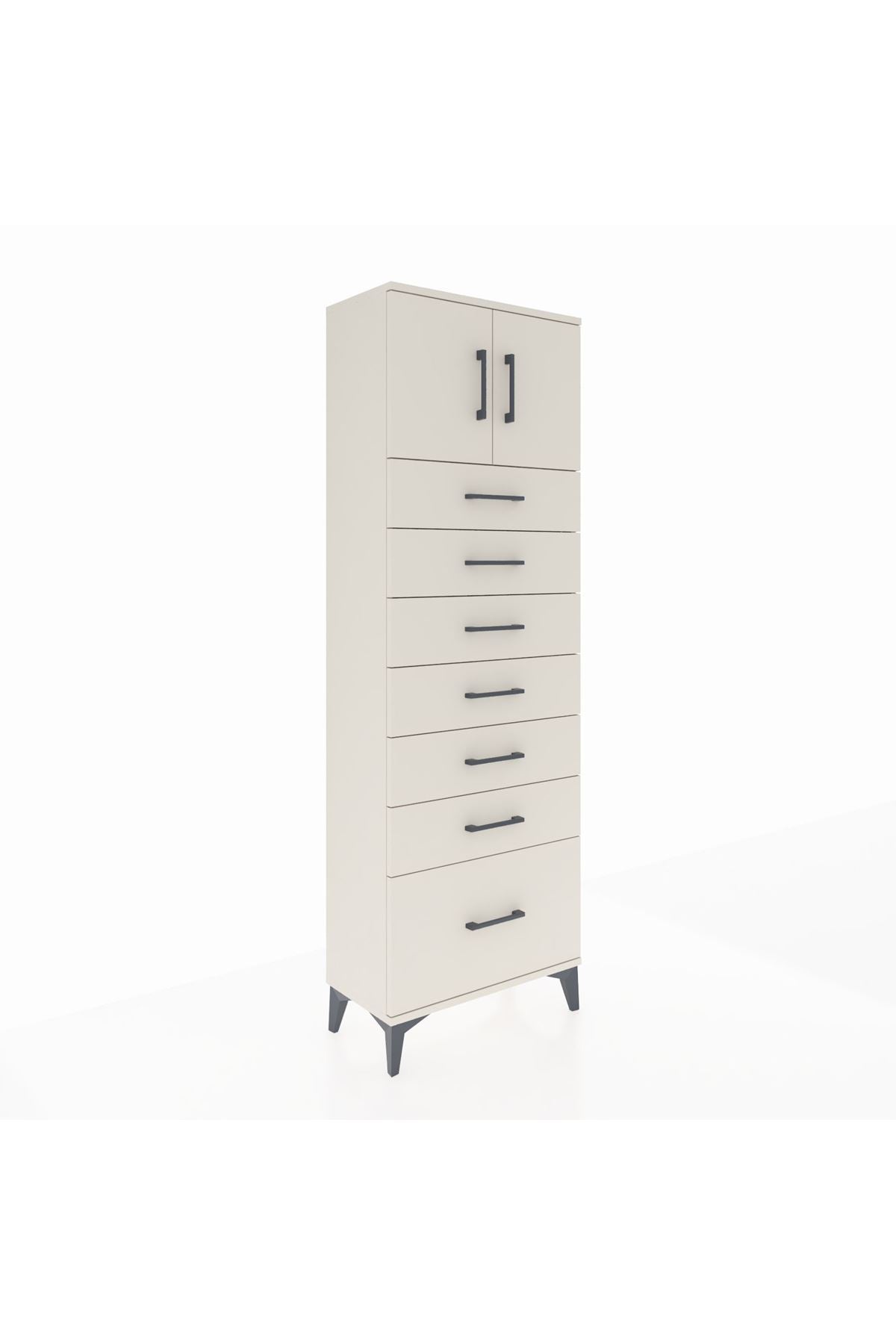 Arges Dolap Tek Raflı 7 Çekmeceli 2 Kapaklı 60x30x182 - S23M010V1A