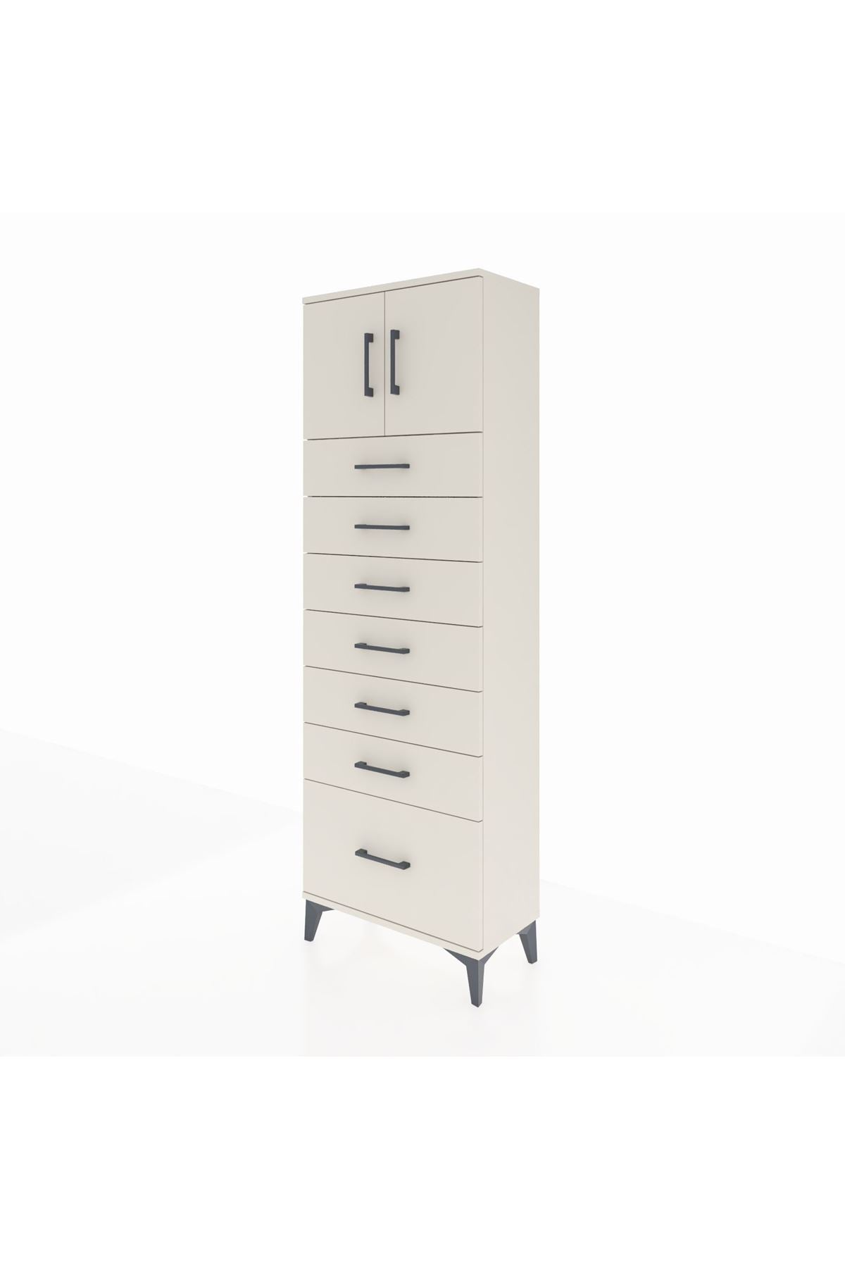 Arges Dolap Tek Raflı 7 Çekmeceli 2 Kapaklı 60x30x182 - S23M010V1A