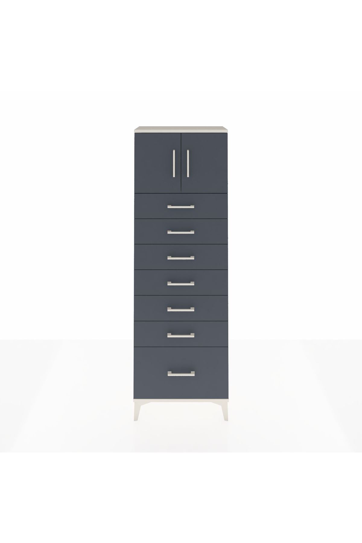 Arges Dolap Tek Raflı 7 Çekmeceli 2 Kapaklı 60x30x182 - S23M010V2A