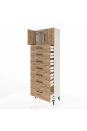 Arges Dolap Tek Raflı 7 Çekmeceli 2 Kapaklı 60x30x182 - S23M010V3A