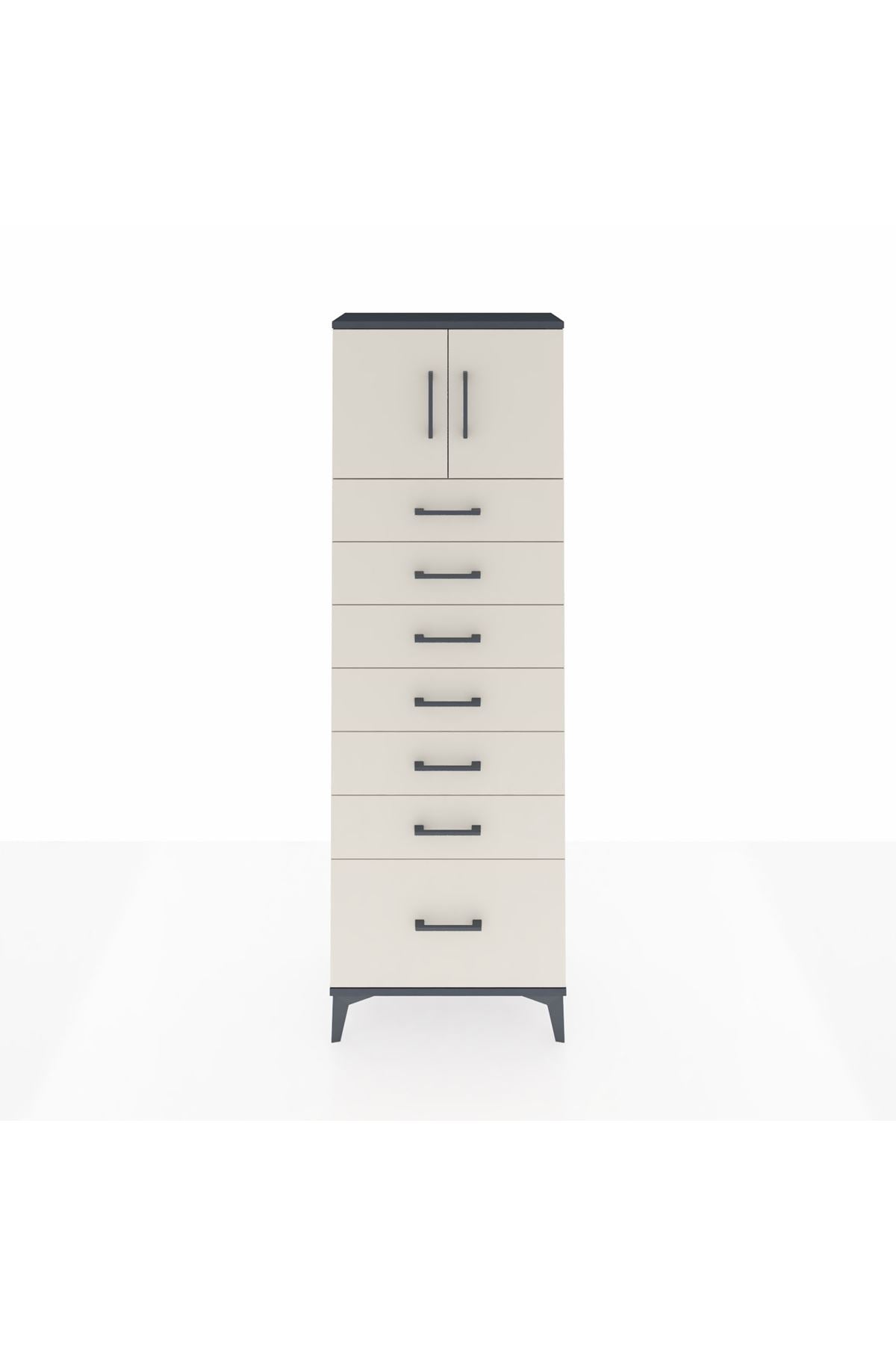 Arges Dolap Tek Raflı 7 Çekmeceli 2 Kapaklı 60x30x182 - S23M010V4A