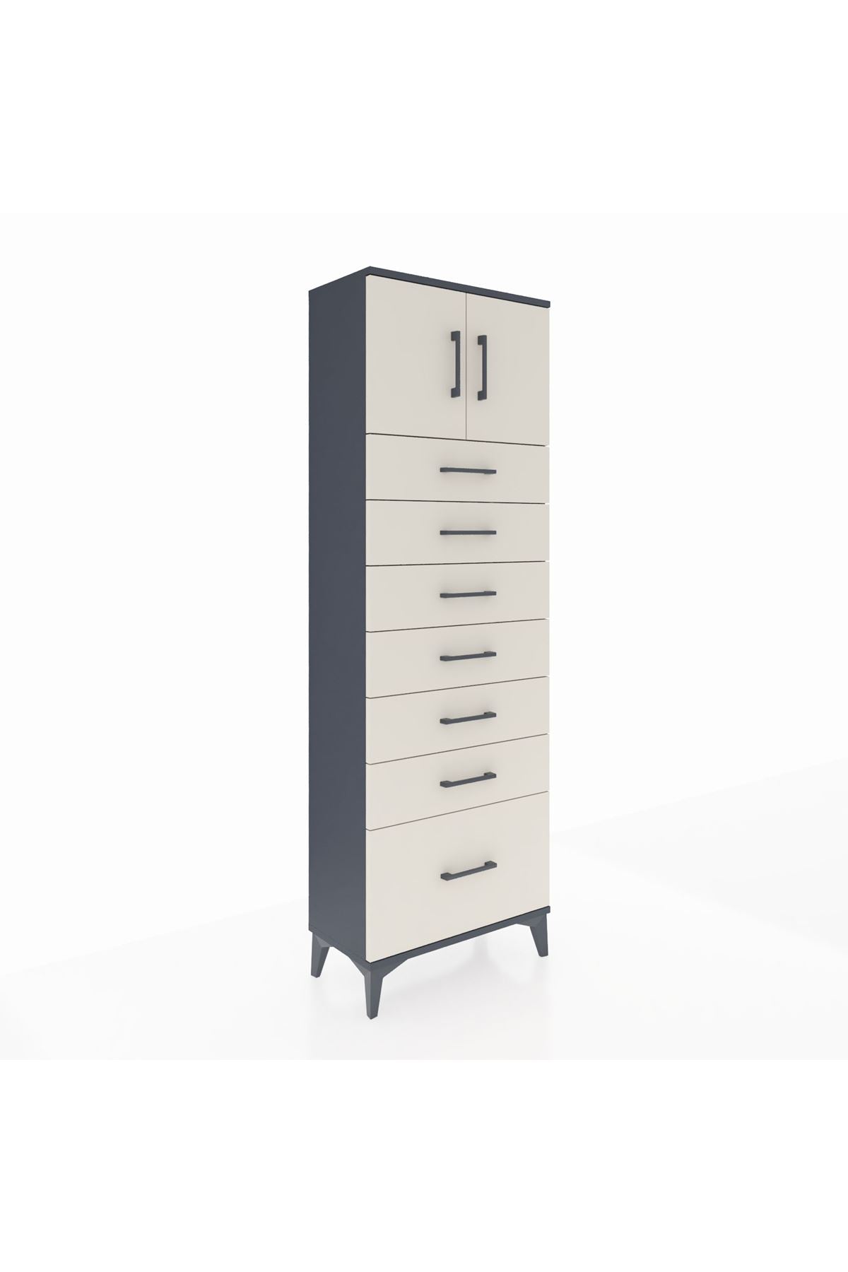 Arges Dolap Tek Raflı 7 Çekmeceli 2 Kapaklı 60x30x182 - S23M010V4A