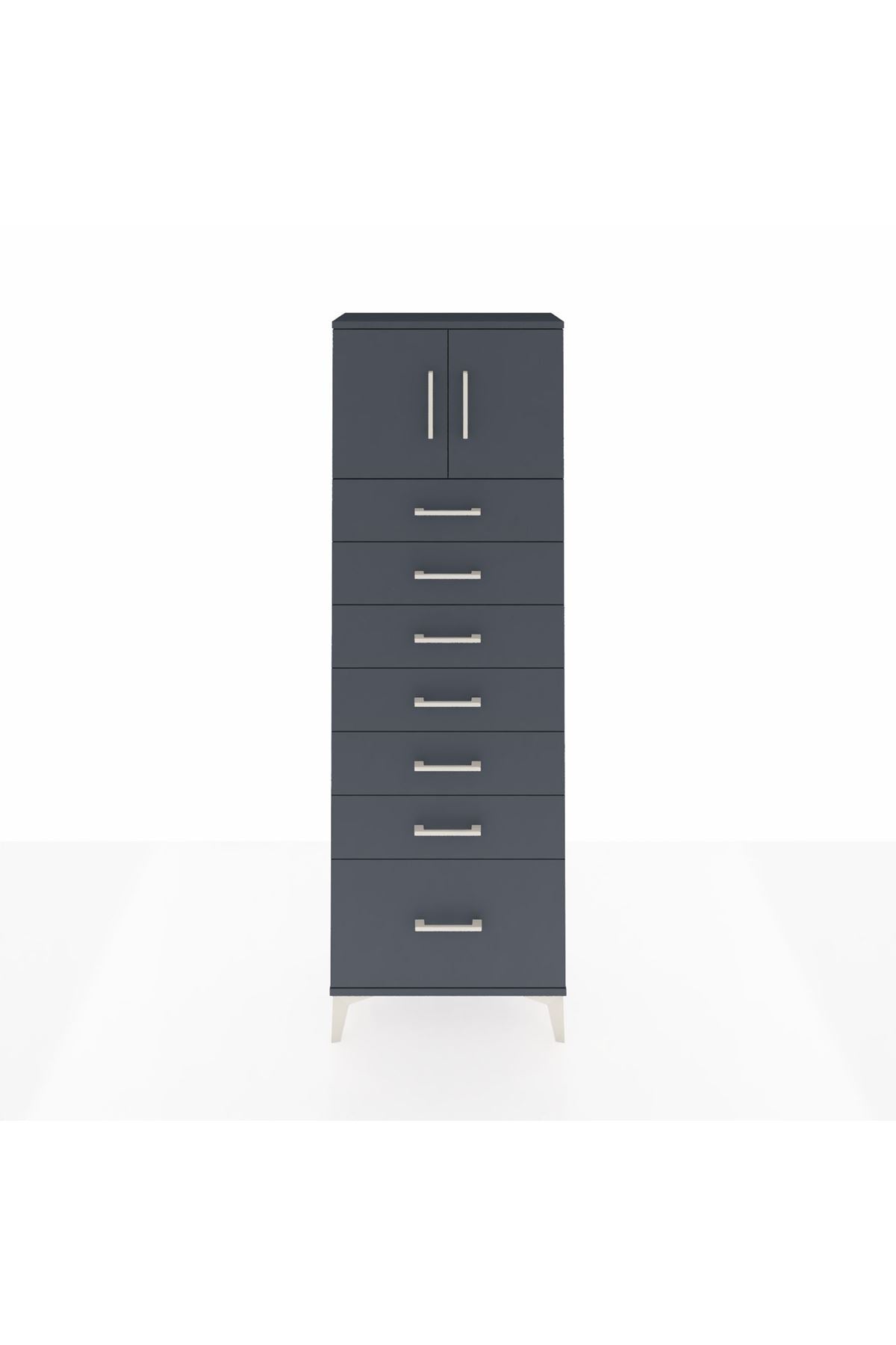 Arges Dolap Tek Raflı 7 Çekmeceli 2 Kapaklı 60x30x182 - S23M010V5A