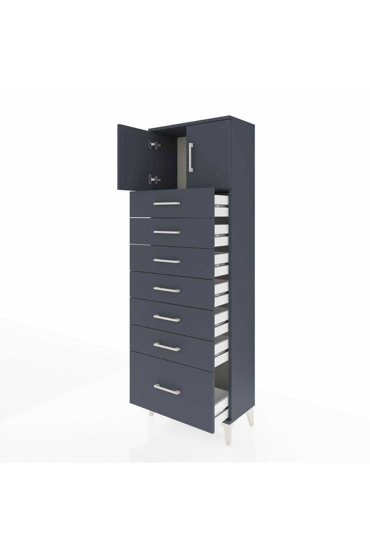 Arges Dolap Tek Raflı 7 Çekmeceli 2 Kapaklı 60x30x182 - S23M010V5A